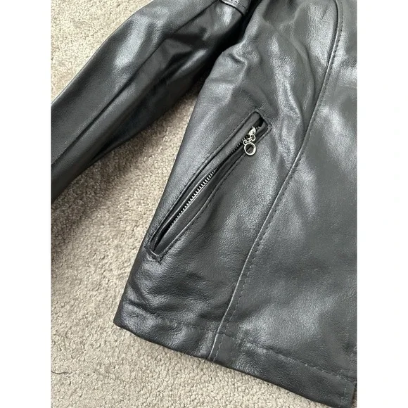 Vnt Womens Leather Jacket 90s THE Leather Shop SEARS Casual Streetwear, Size 8 - Picture 3 of 12